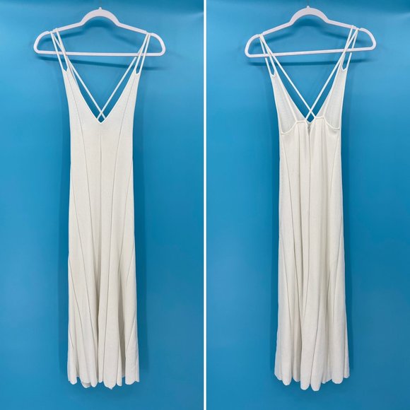 SANDRO White Bluan Knit Midi Dress - Picture 2 of 10